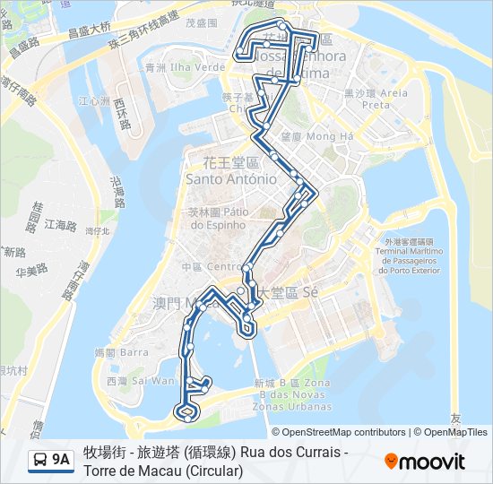 巴士9A的線路圖