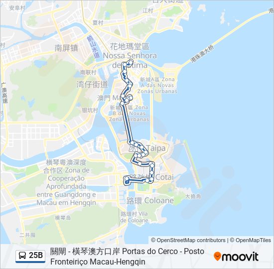 巴士25B的線路圖