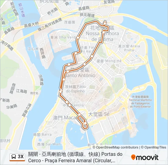 3X Bus Line Map