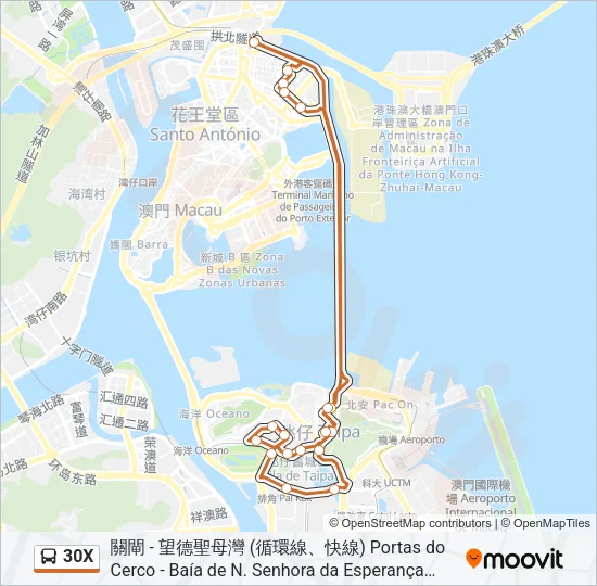 30X Bus Line Map