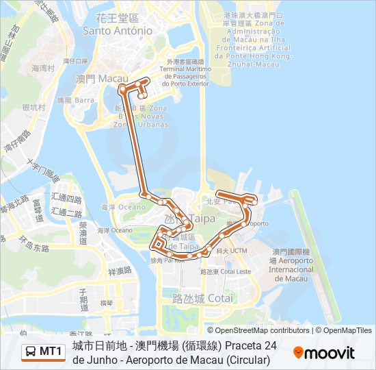 MT1 bus Line Map