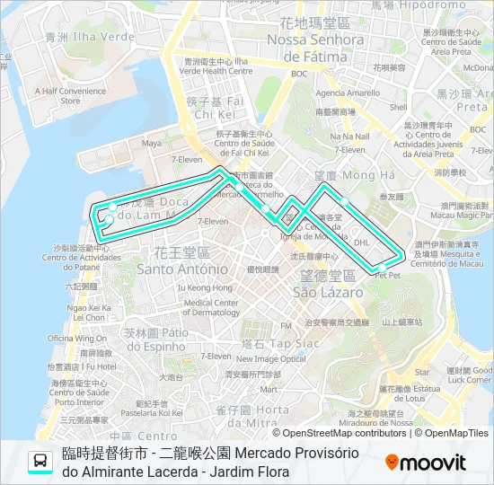 臨時提督街市專線巴士的線路圖