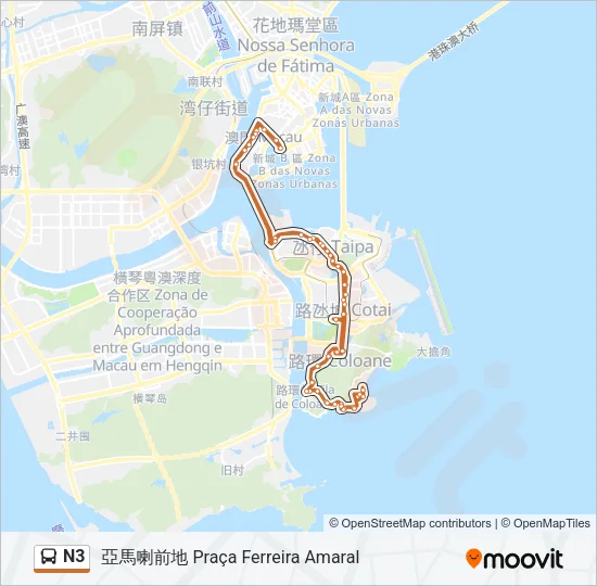 N3 Bus Line Map
