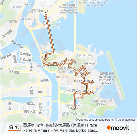 N5 Bus Line Map