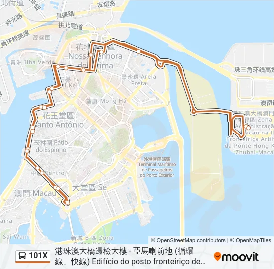 101X Bus Line Map