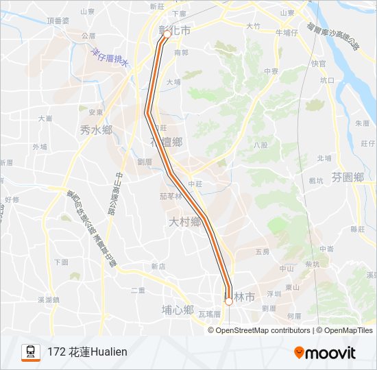 火車自強號TZE-CHIANG LIMITED EXPRESS的線路圖
