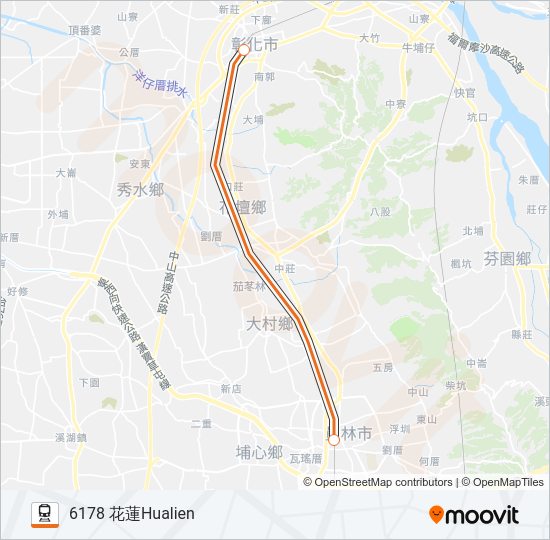 火車自強號TZE-CHIANG LIMITED EXPRESS的線路圖