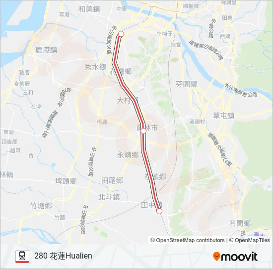普悠瑪號PUYUMA EXPRESS Train Line Map