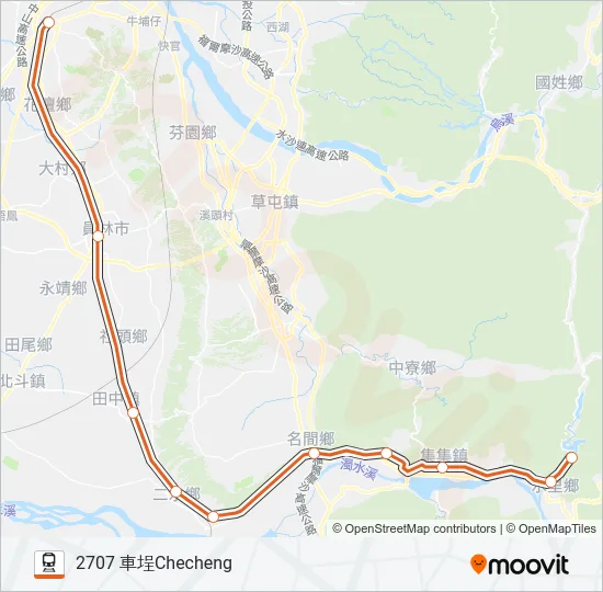 火車集集線JIJI LINE 區間快FAST LOCAL TRAIN的線路圖