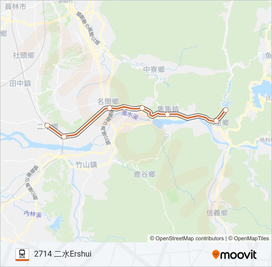 火車集集線JIJI LINE 區間車LOCAL TRAIN的線路圖