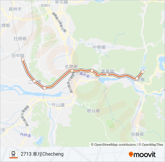 火車集集線JIJI LINE 區間車LOCAL TRAIN的線路圖