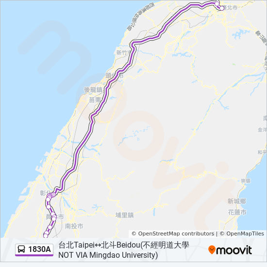 巴士1830A的線路圖