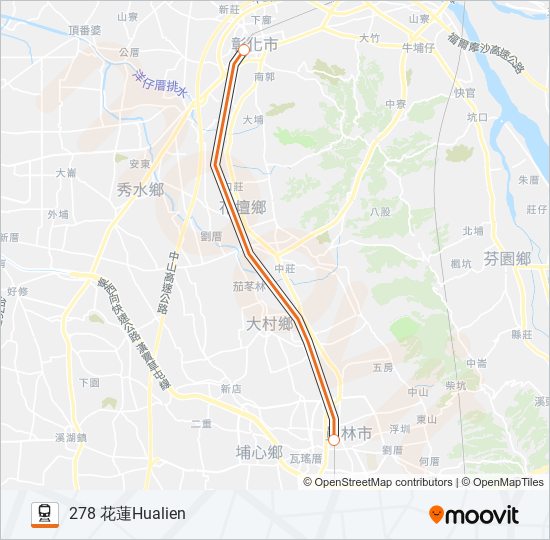 火車太魯閣號TAROKO EXPRESS的線路圖