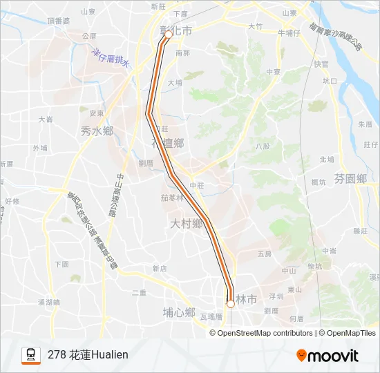 太魯閣號TAROKO EXPRESS Train Line Map