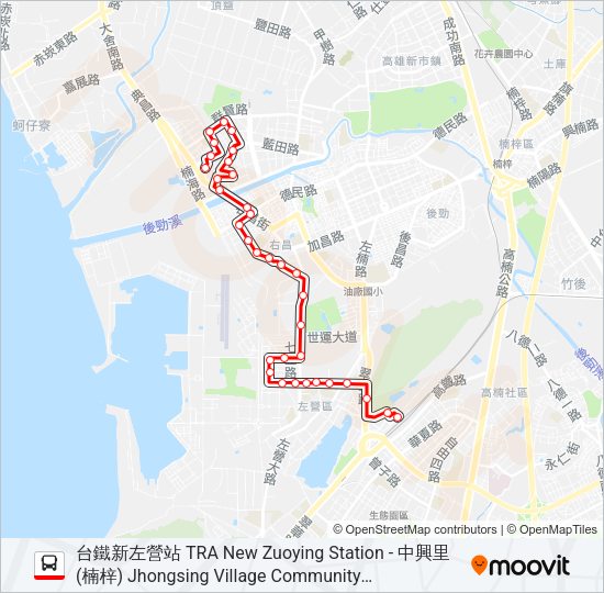 巴士紅53梓官幹線-區間的線路圖