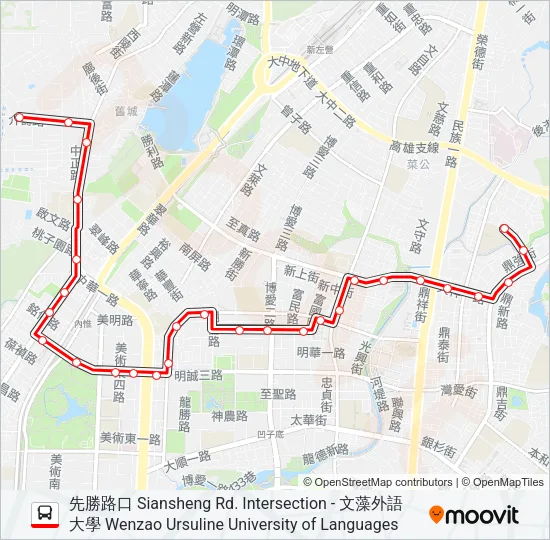 巴士紅36裕誠幹線(17時以後改道文信路)的線路圖