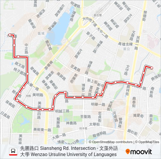 紅36裕誠幹線(17時以後改道文信路) Bus Line Map