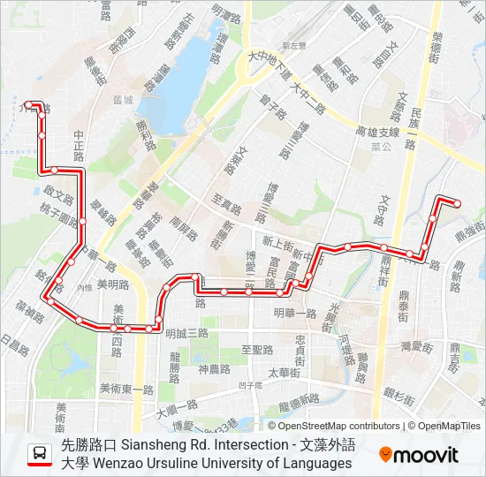 巴士紅36裕誠幹線(17時以後改道文信路)的線路圖