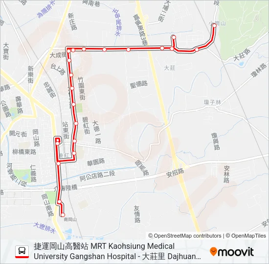 紅68B(部分繞駛嘉興國中) Bus Line Map