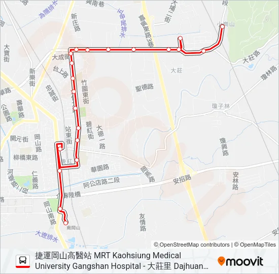 紅68B(部分繞駛嘉興國中) Bus Line Map