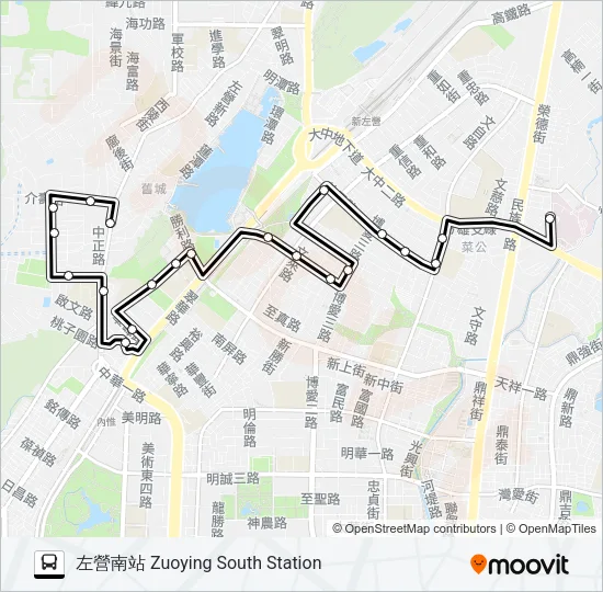 38B(去繞鼓山三路) Bus Line Map