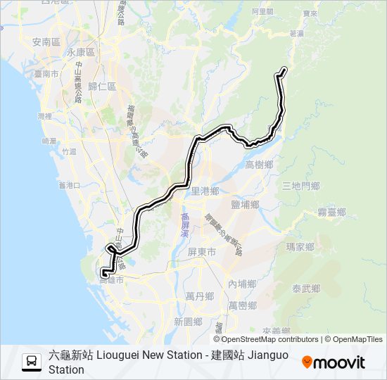 E25高旗六龜快線(部分不經高鐵左營站) bus Line Map