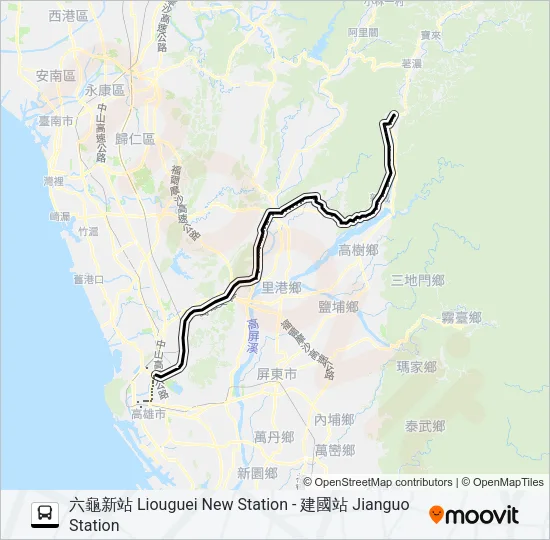 巴士E25高旗六龜快線(部分不經高鐵左營站)的線路圖