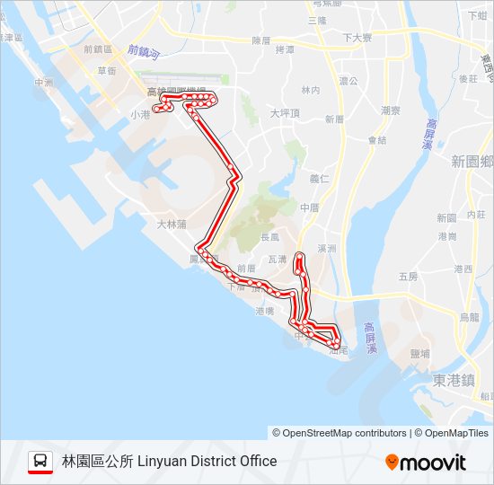 巴士紅3A林園幹線(經鳳鳴國小)的線路圖