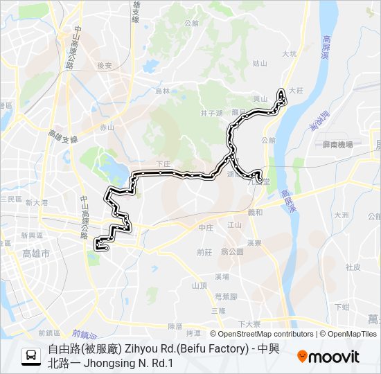 巴士橘7B(不延駛佛光山)的線路圖