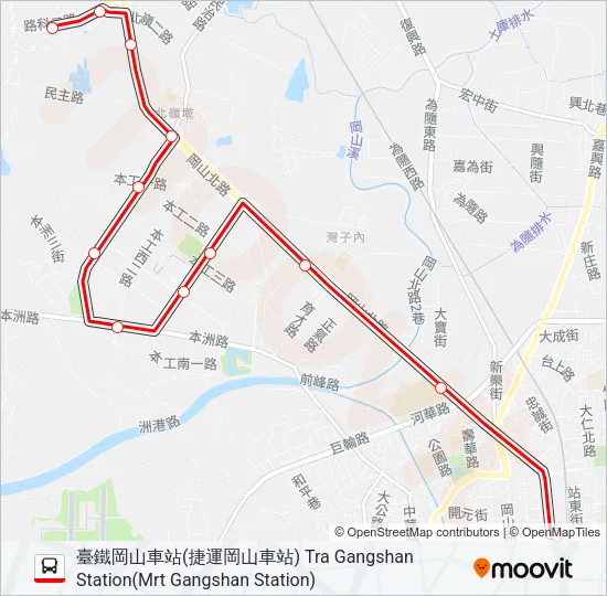 紅67A(部分延駛中正堂) Bus Line Map
