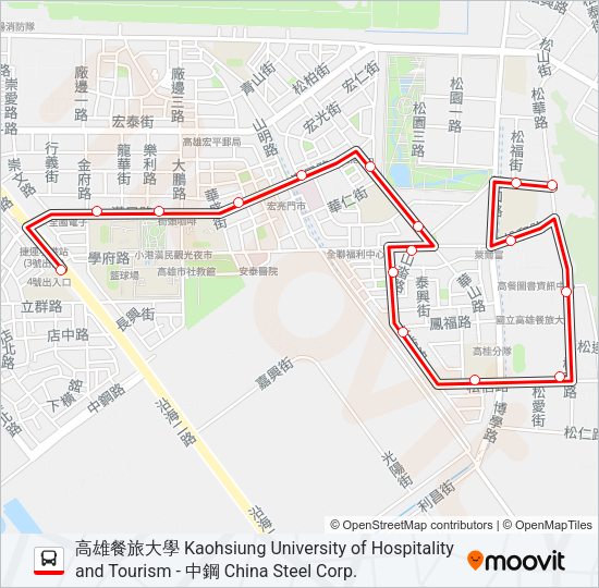 巴士紅1(延駛中鋼)的線路圖