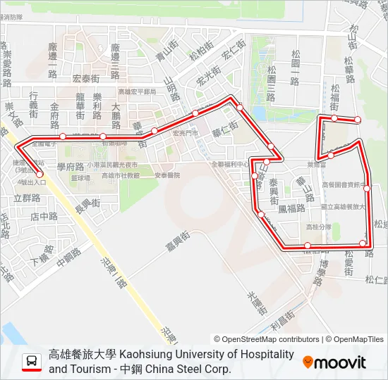 巴士紅1(延駛中鋼)的線路圖