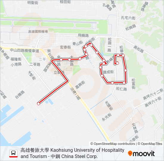 巴士紅1(延駛中鋼)的線路圖