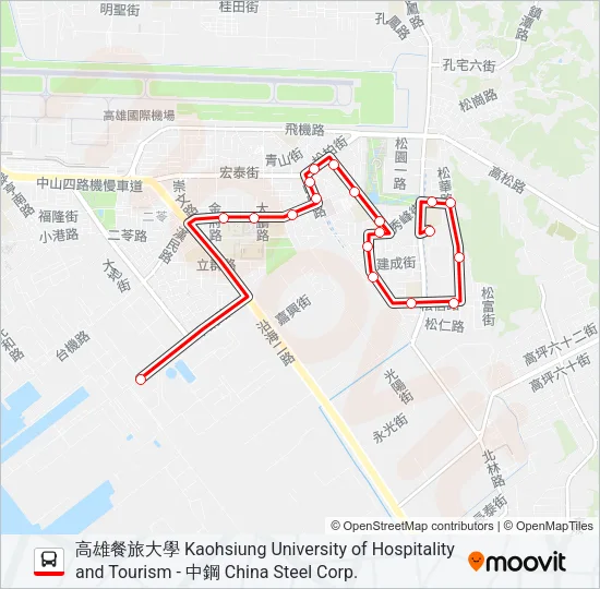 巴士紅1(延駛中鋼)的線路圖