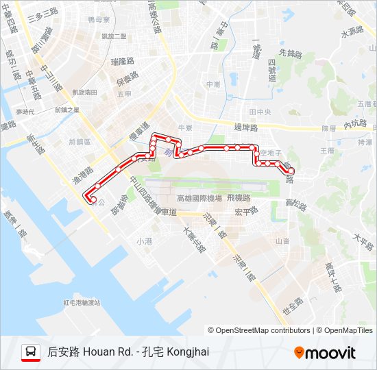 巴士紅7(去程延駛)的線路圖