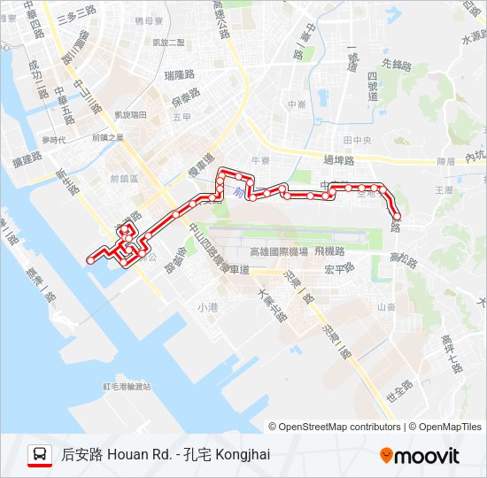 巴士紅7(去程延駛)的線路圖