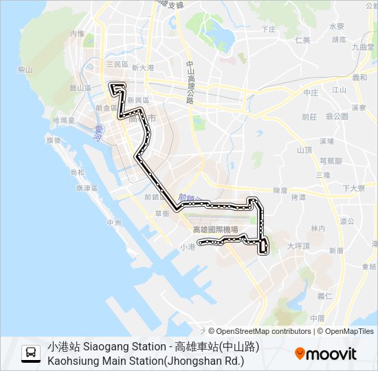 巴士69C小港幹線(繞駛學明)的線路圖