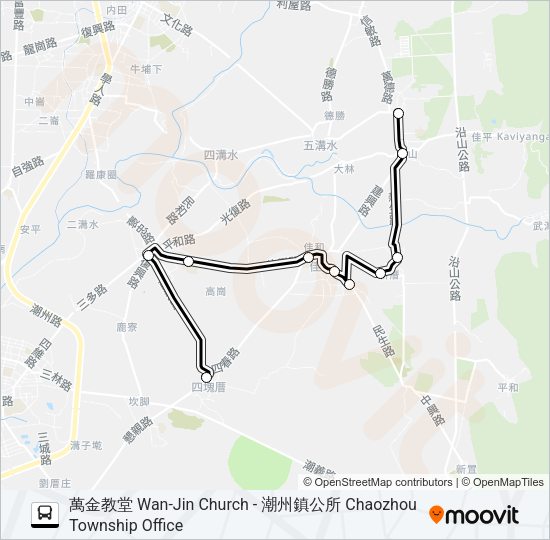 巴士小黃公車708的線路圖