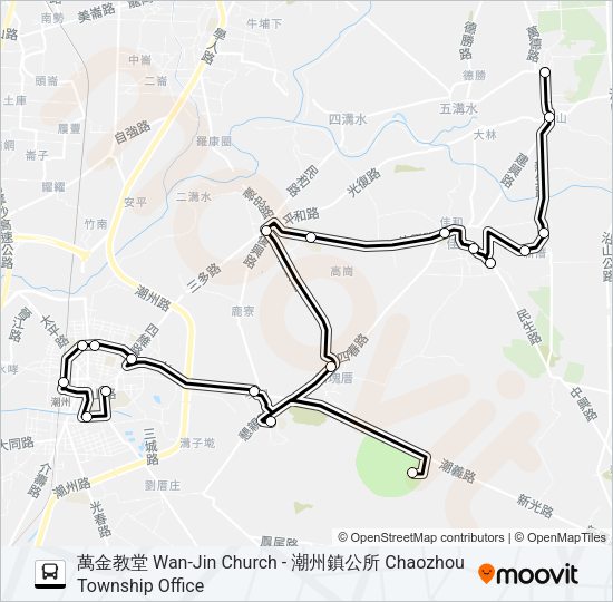 巴士小黃公車708的線路圖