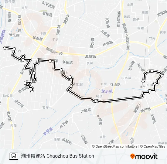 巴士小黃公車709的線路圖