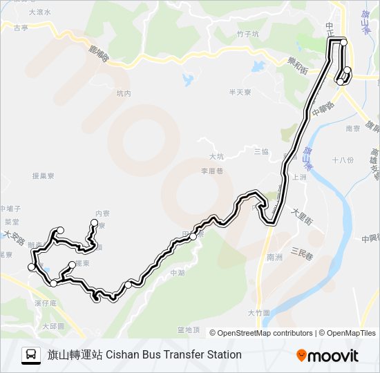 巴士T602(每週二、四、五發車)的線路圖