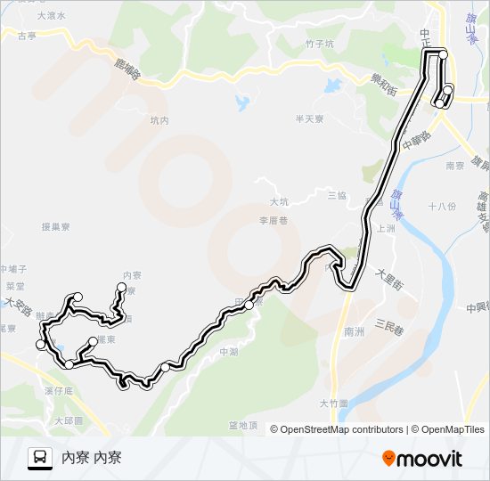 巴士T602(每週二、四、五發車)的線路圖