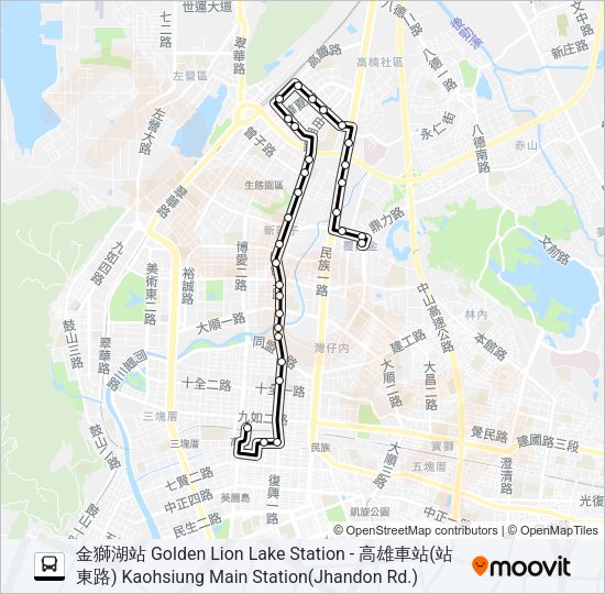 巴士92自由幹線的線路圖