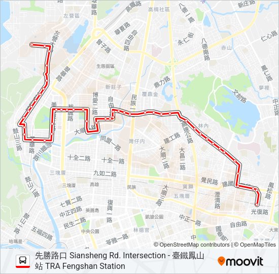 巴士紅33明誠幹線的線路圖