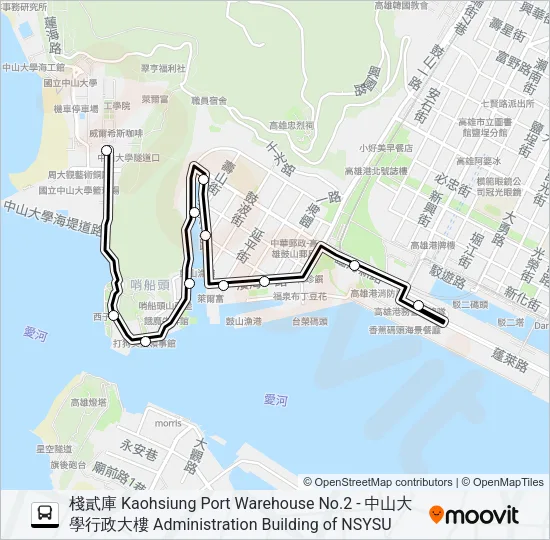 巴士橘1B(平日停駛)的線路圖