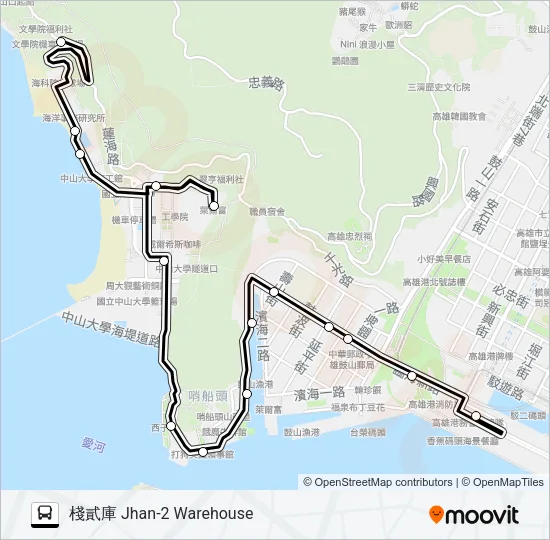 橘1C(延駛中山大學文學院) Bus Line Map