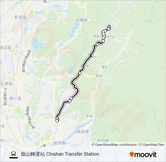 巴士T512(周一至周六行駛)的線路圖