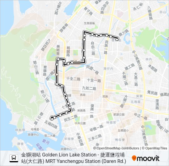 巴士168環東區間的線路圖