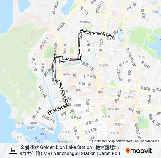 巴士168環東區間的線路圖