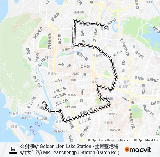 巴士168環西區間的線路圖